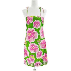 Lilly Pulitzer Maui Punch Pink Floral Green Pink Mini Sleeveless Dress Size 6